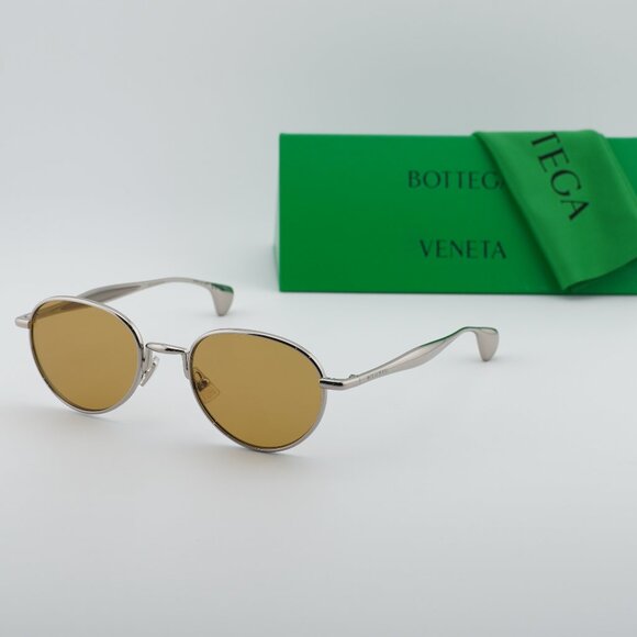 Bottega Veneta BV1396S 001 Round Sunglasses - Silver/Brown main image 7